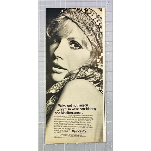 Rice Council of America "Got Nothing On Tonight? Consider Rice"Vtg Print Ad 1970 - Picture 2 of 3